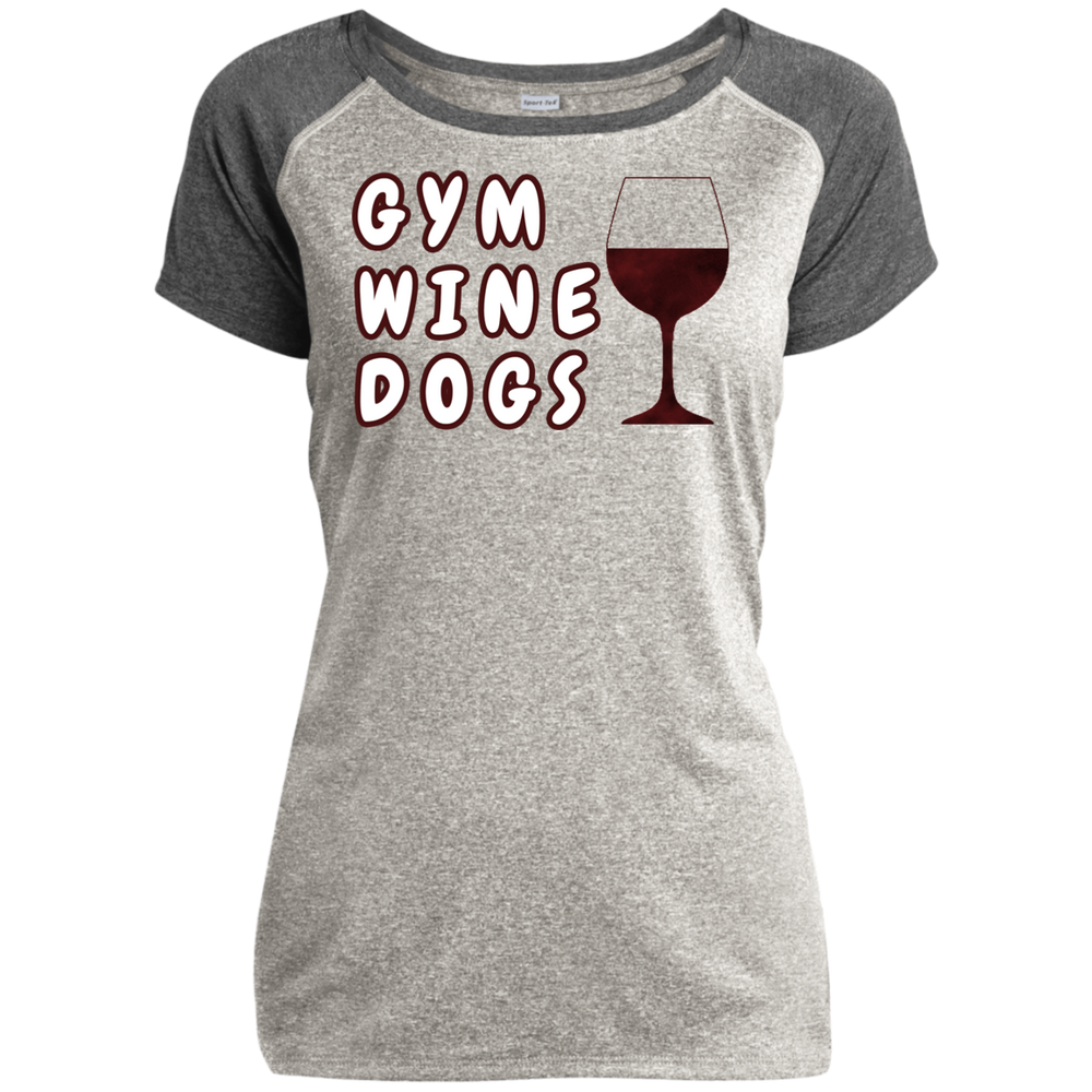 Ladies Performance T-Shirt Gym, Wine, Dogs